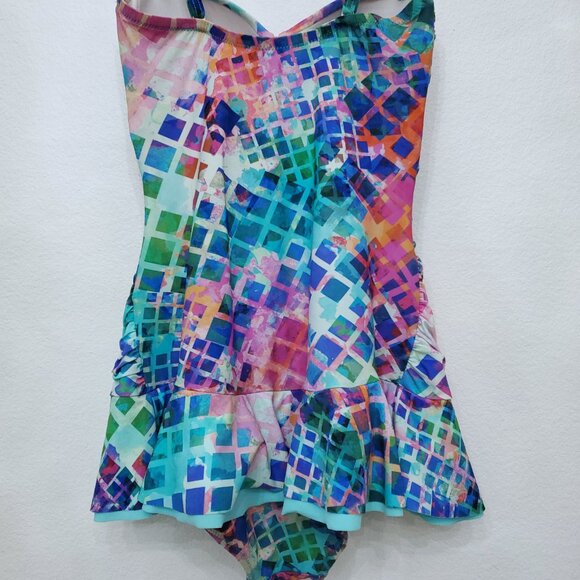 Profile by Gottex Tutti Frutti Bandeau Ruffle Hem Swimdress - Size 6 - Picture 5 of 16